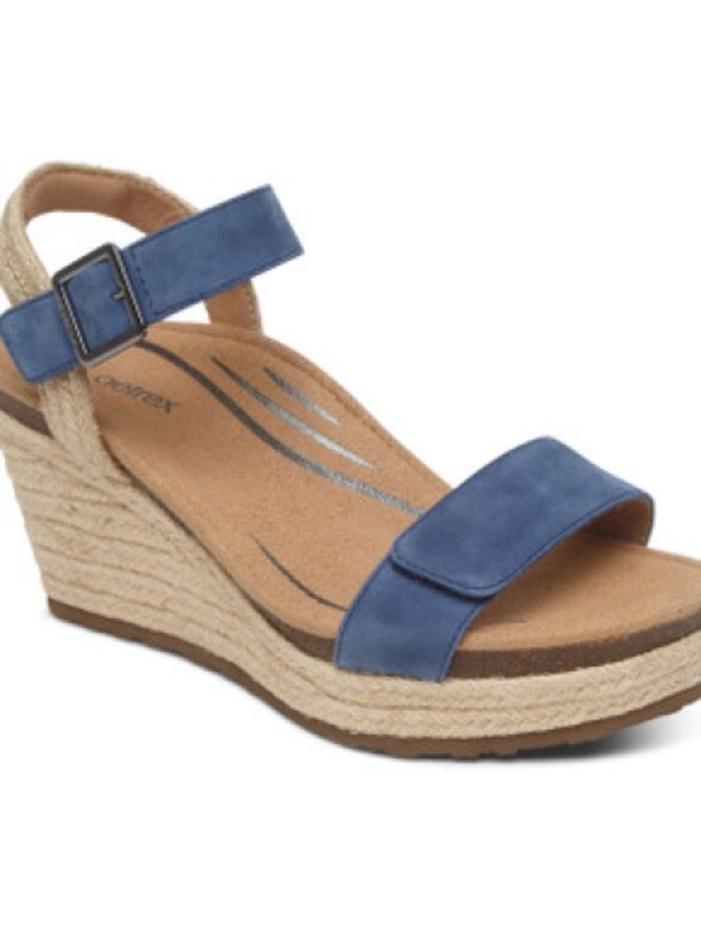 Aetrex Blue Women’s Espadrille Wedge Sandals